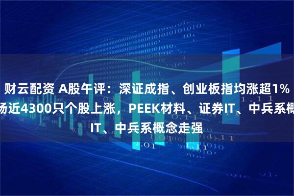 财云配资 A股午评：深证成指、创业板指均涨超1%，全市场近4300只个股上涨，PEEK材料、证券IT、中兵系概念走强