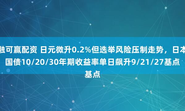 融可赢配资 日元微升0.2%但选举风险压制走势，日本国债10/20/30年期收益率单日飙升9/21/27基点
